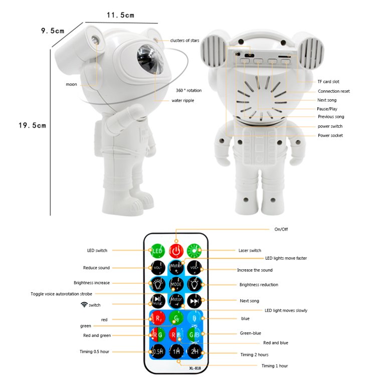 PROYECTOR ASTRONAUTA CONTROL + BLUETOOH